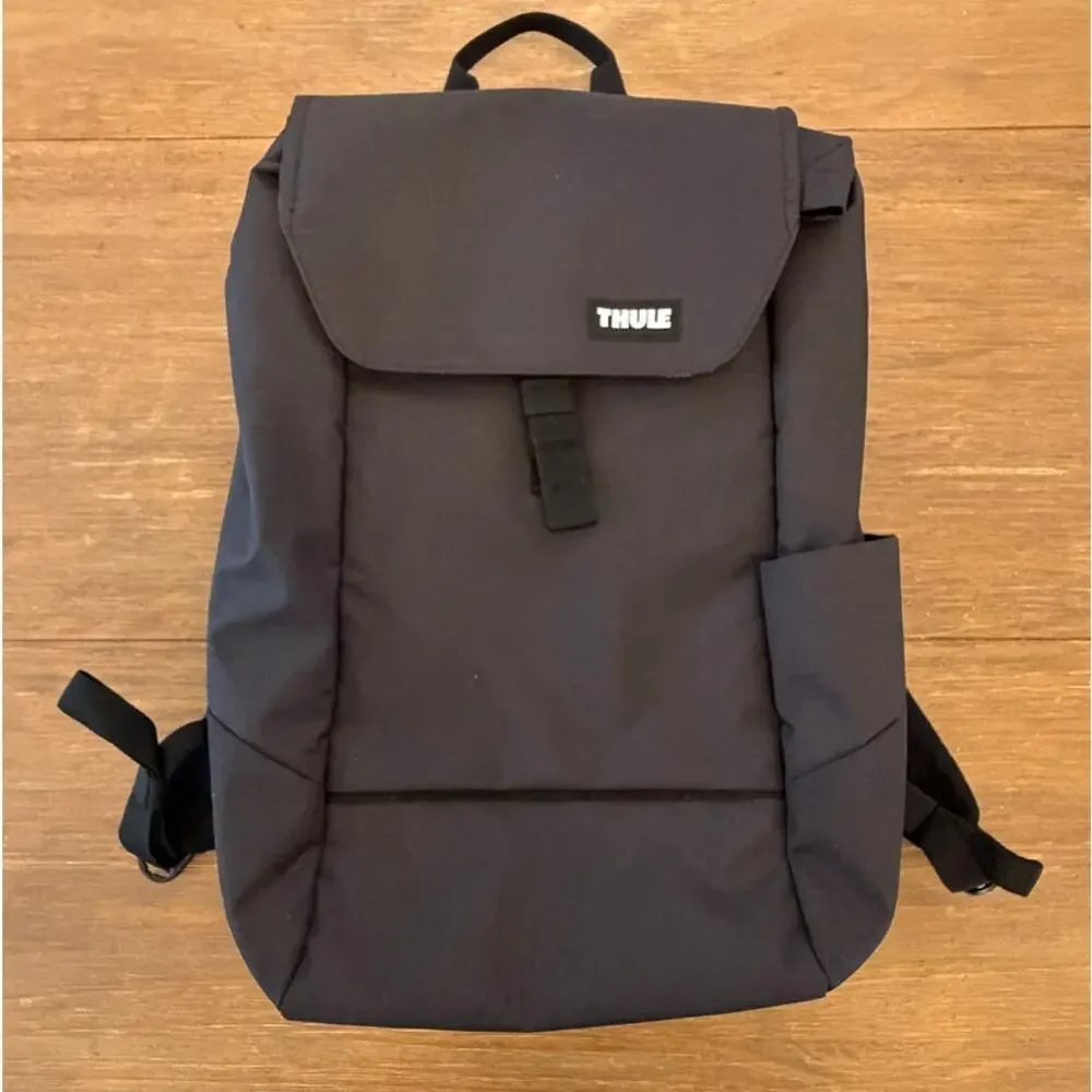Thule Lithos 16L Black Laptop Backpack Flap Top Commuter School Travel Bag